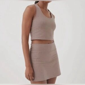PACT Tank Top ORGANIC Taupe Women Small On the Go-To Crop Bra Top Fair Trade Eco